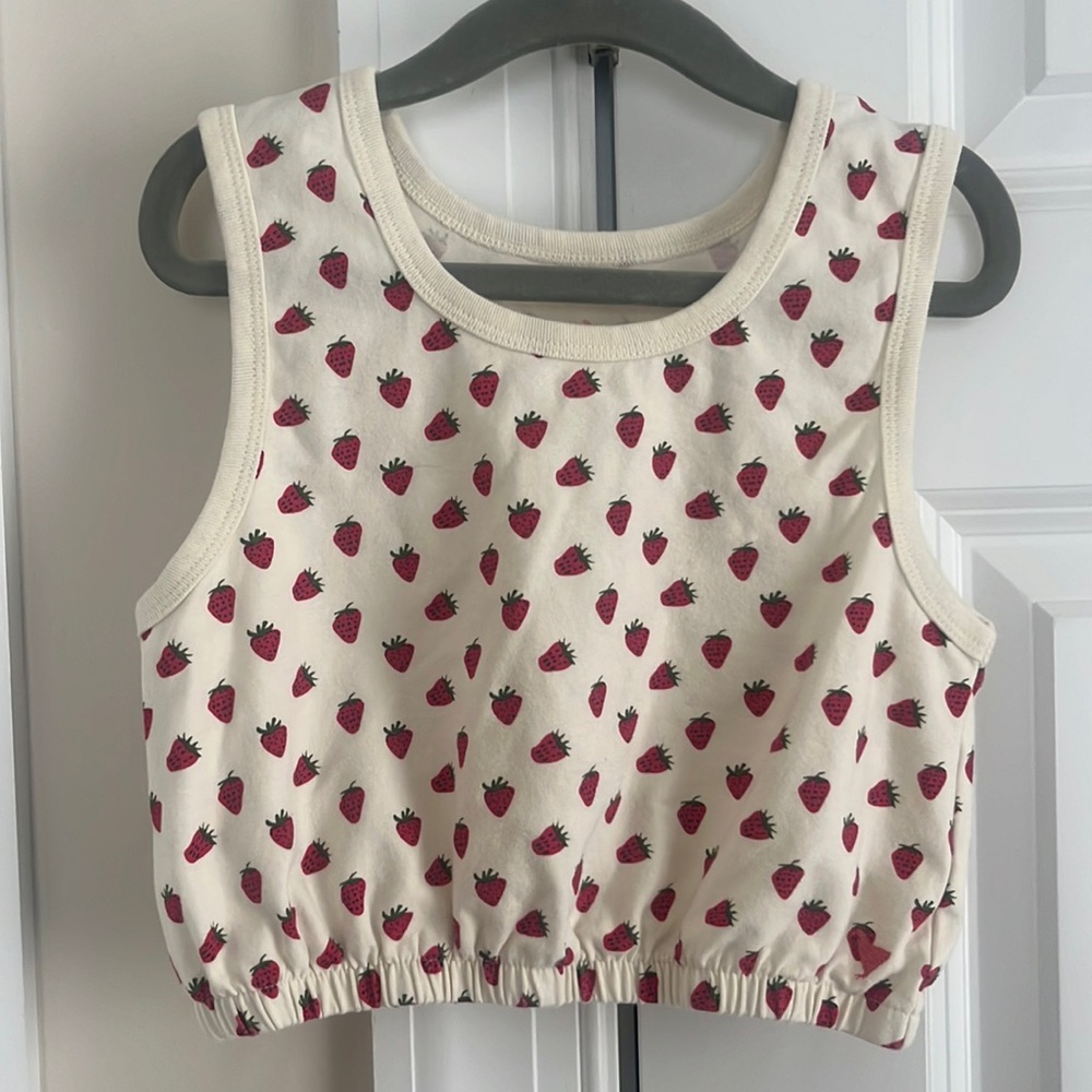 Pink Chicken Strawberry Crop Top Size 7